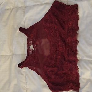 Set of 2 burgundy and black lace bralette sz 2xl